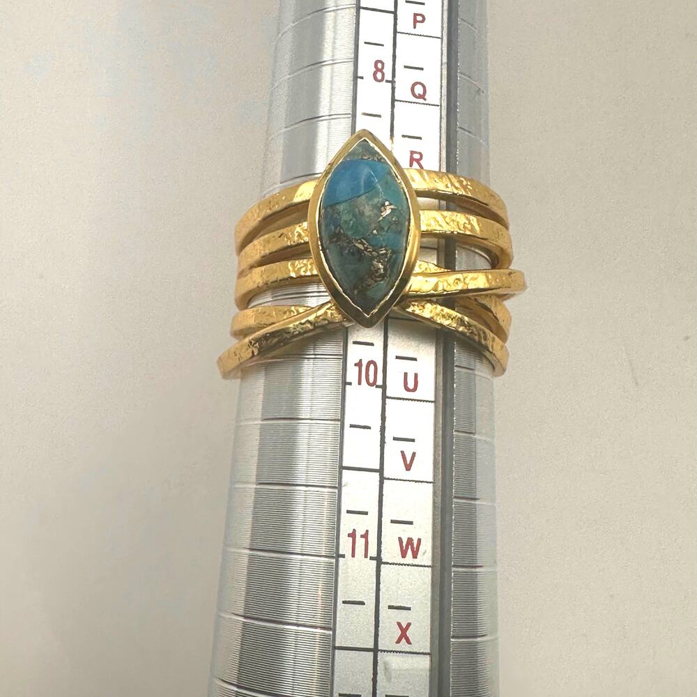 BYCILA Gold Plated over Sterling Ring Set of 2 Blue MARINA CONNIE Size 9 - Picture 10 of 10